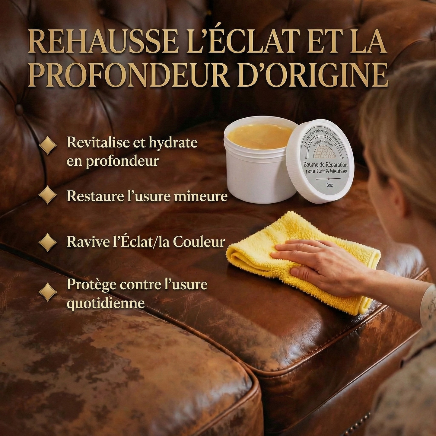 Luxgrove - Baume réparateur pour cuir et meubles