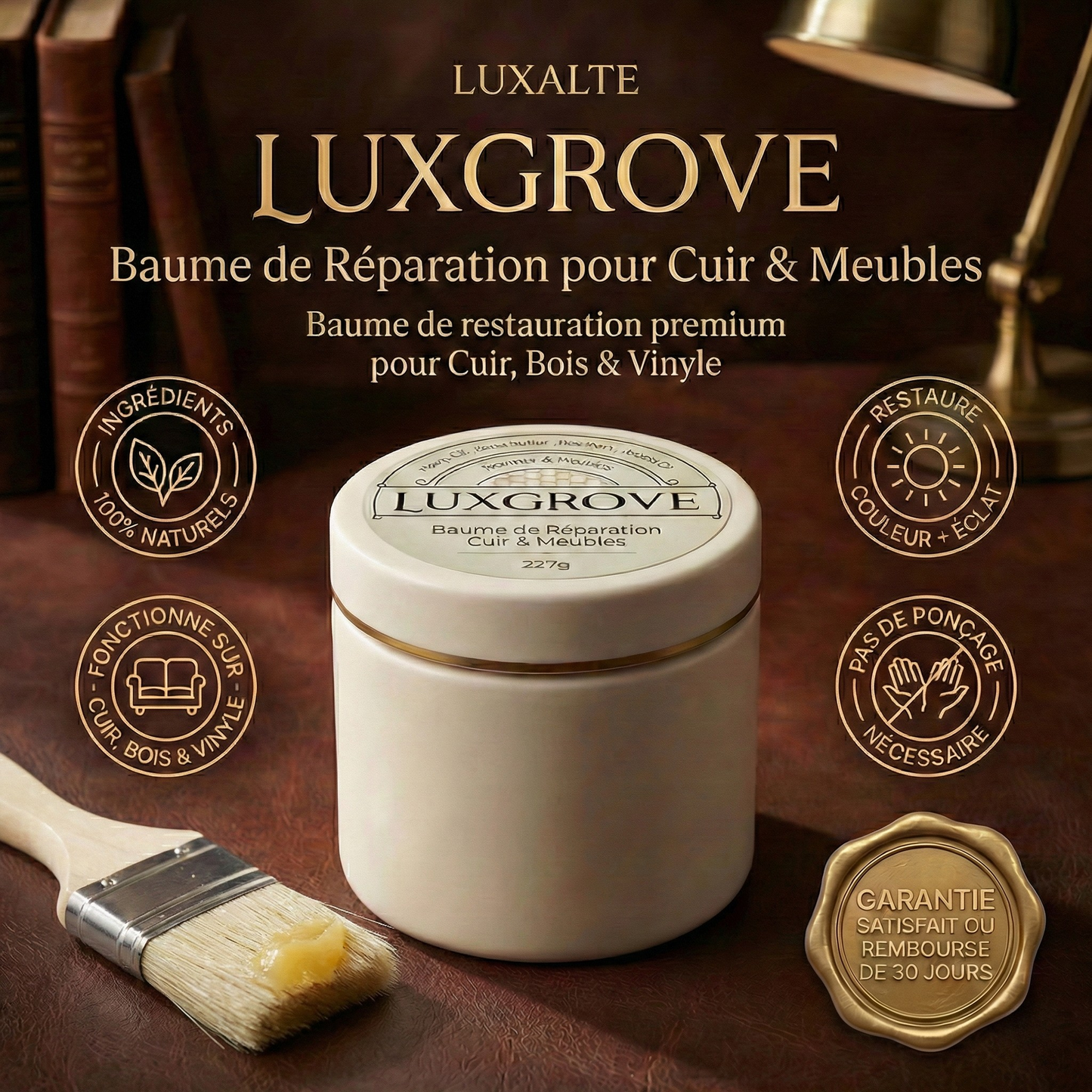 Luxgrove - Baume réparateur pour cuir et meubles