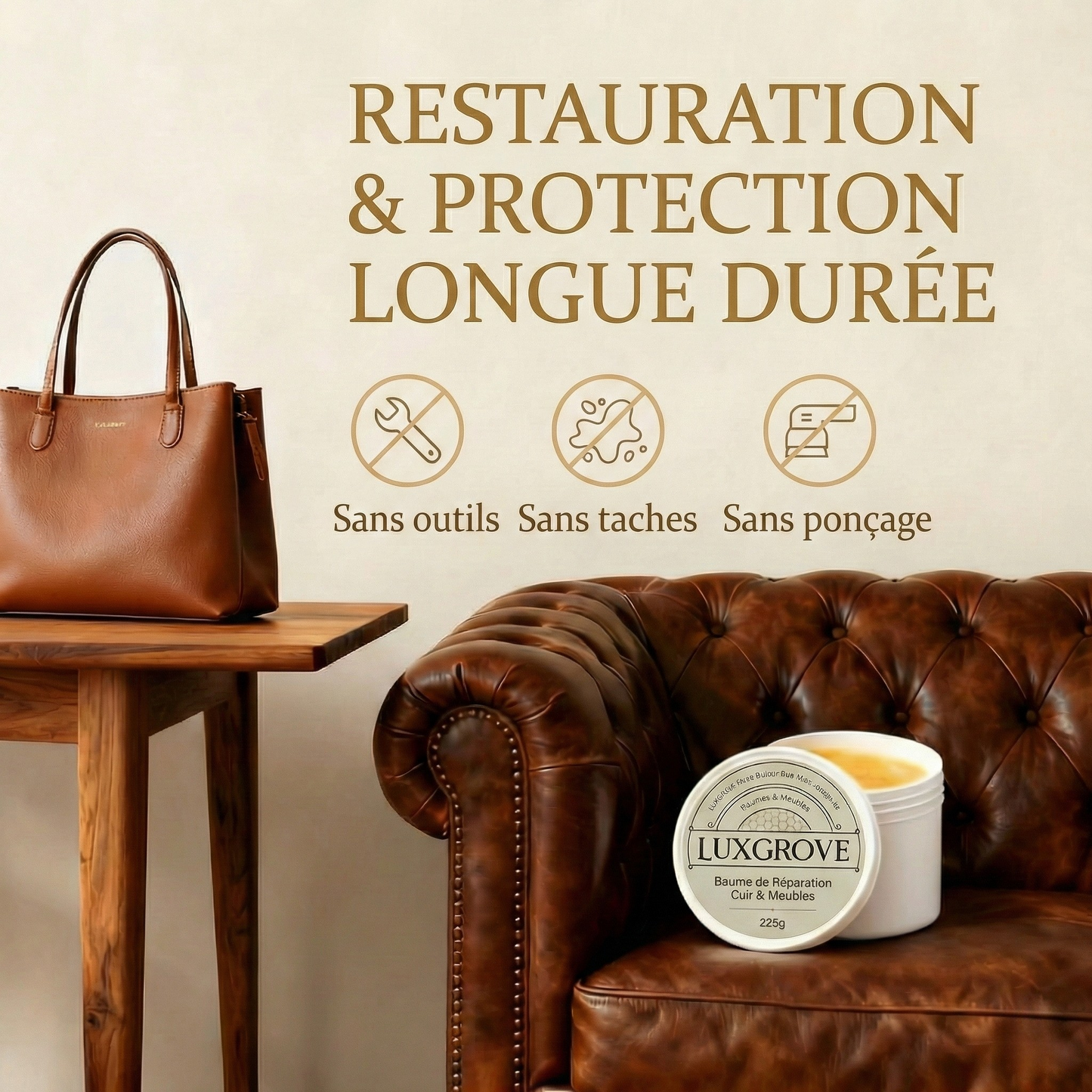 Luxgrove - Baume réparateur pour cuir et meubles