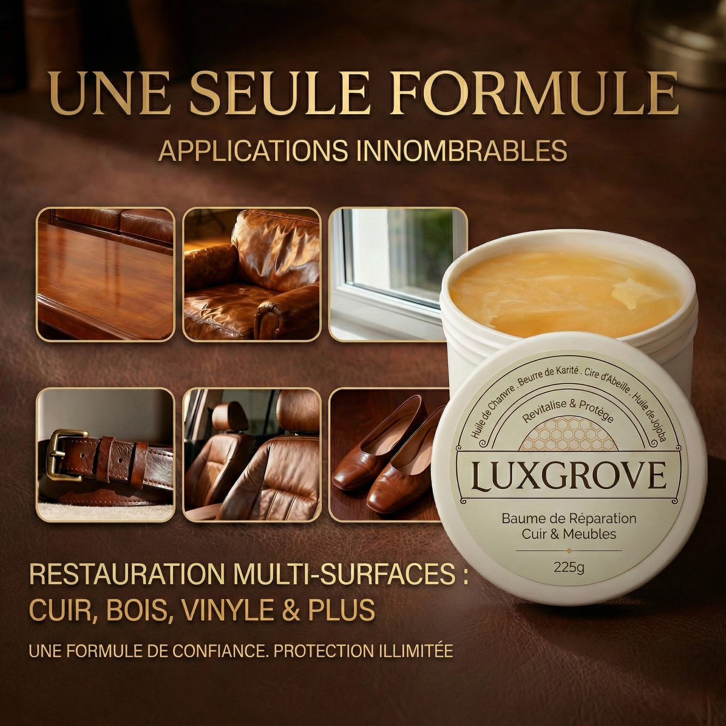 Luxgrove - Baume réparateur pour cuir et meubles